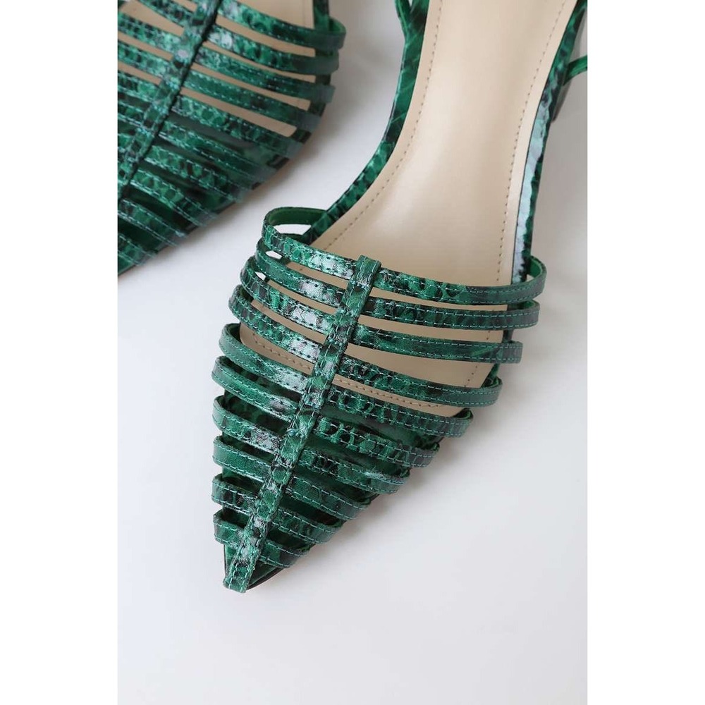 Marc Fisher Emerald Green Strappy Pointed Toe Heels